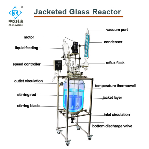 Reactor de vidrio con chaqueta de laboratorio químico SF-100L