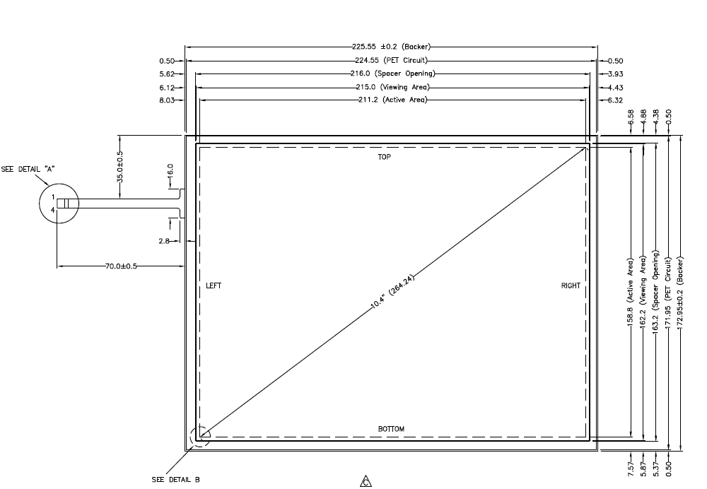 10.4 นิ้ว AMT หน้าจอสัมผัสแบบ Resistive 9509