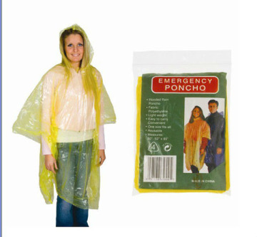 Disposable Adult Plastic Poncho Raincoat