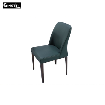 Wood frame genuine leather dining chair