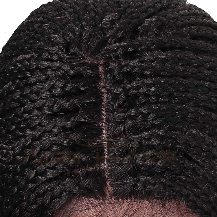 Aisi Hair Vendor Cheap Wholesale Glueless Afro Twist Box Braided Lace Frontal Wigs Synthetic Hair For Black Women Lace Front Wig