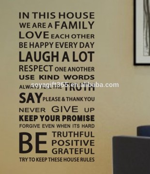 IN THIS HOUSE house rules Words Art Vinyl Quote Lettering Wall Sticker Decal