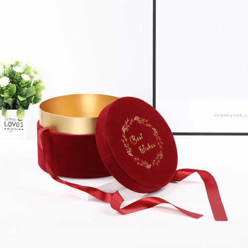 Hộp quà tặng Red Velvet Ribbon Tùy chỉnh Bao bì tròn