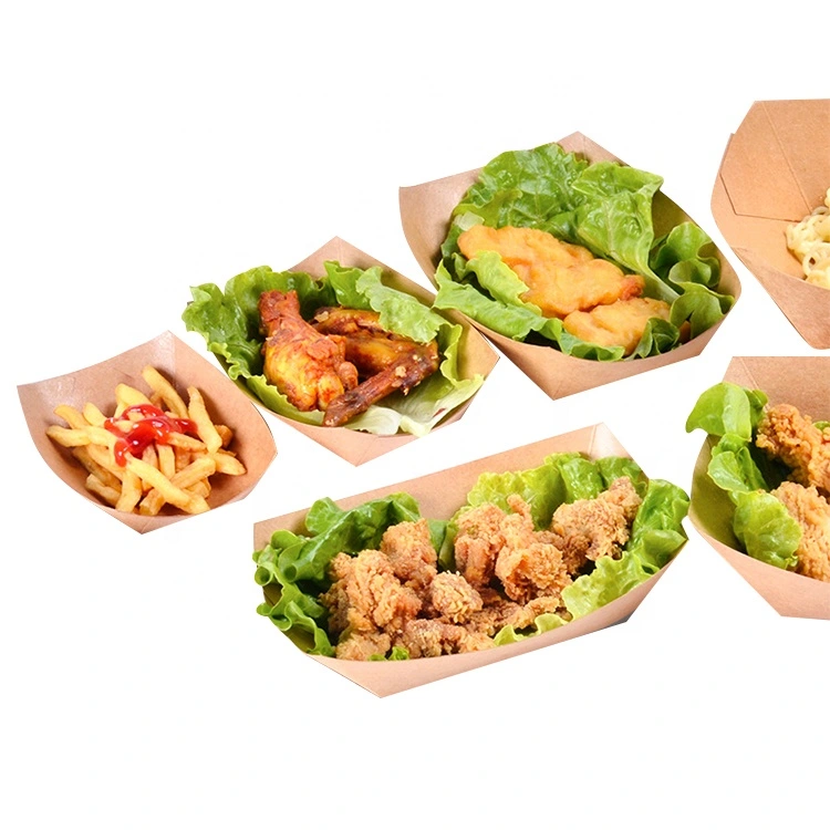 Wholesale Sushi Take out Containers Boat Kraft Paper Bowl for Cookies Potato French Fried Fries