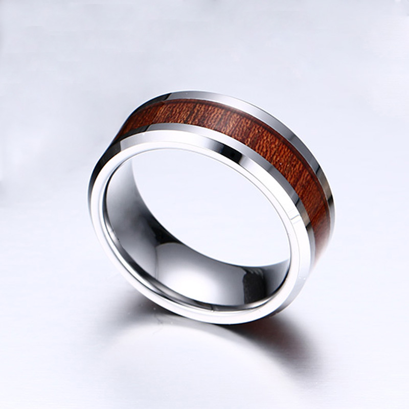 Tungsten Ring With Wood Inlay