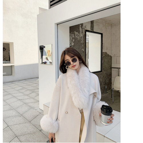 Autumn and winter new fox fur collar coat