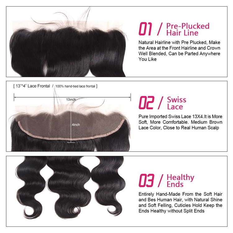 Cheap Price Swiss Lace Frontal 13x4 With Baby Hair Pre Plucked Body Wave Cuticle Aligned Brazilian Virgin Hair Closure Frontal