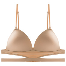 Womens Seamless Low Back Bra with Convertible Clear Straps: Deep V Backless Bra