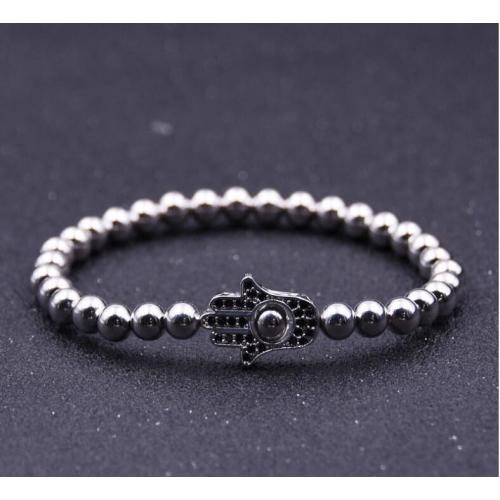 Newest Design Evil Eye Hematite 6MM Round Beads Bracelet For Men