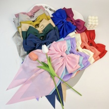 Super Size Solid Color Bow Hair Clips Spring Clamp Long Floating Hair Accessories