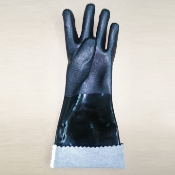 Black PVC Dipped Gloves Sandy Finish 18''