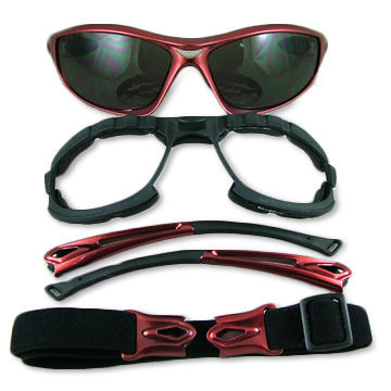 Sunglasses with Interchangeable Temples and Strap, Made of PC