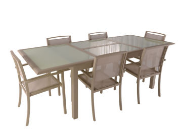 7pc aluminum extension dining set