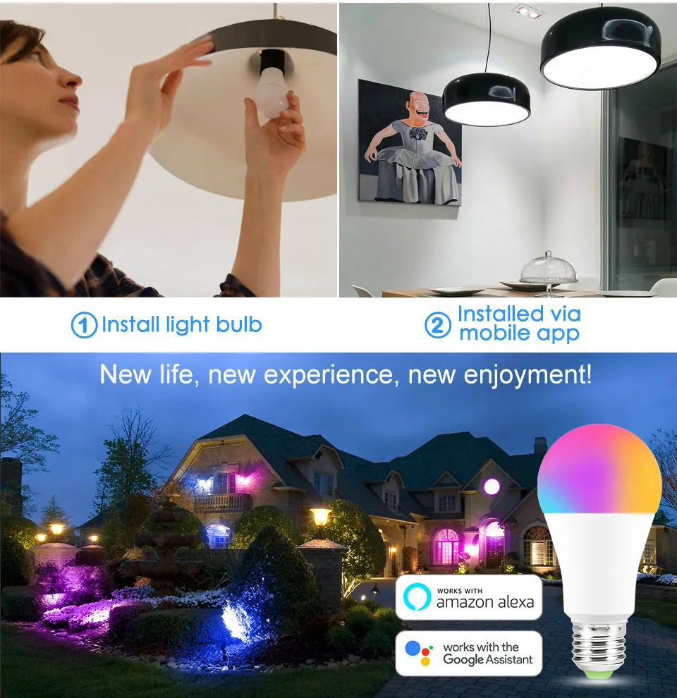 Smart RGBW LED Bulb with Voice Control for Home Lighting