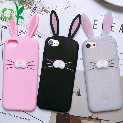 Iphone8X için Özel Lüks Tavşan Silikon Mobile Case