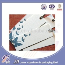 Butterfly pattern printing hang tags, wholesale cheap white paperboard cloting hang tags, free samples providing