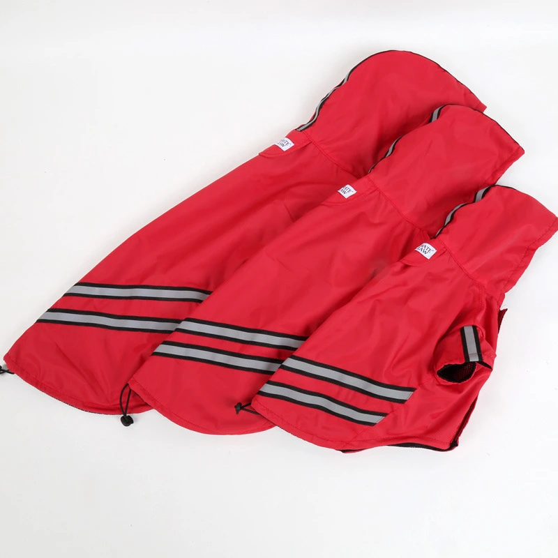 New Dog Raincoat Dog Hooded Double Fluorescent Raincoat Waterproof Pet Raincoat