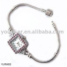 silver snake bracelet Rhinestone Watch with Snap Clasp