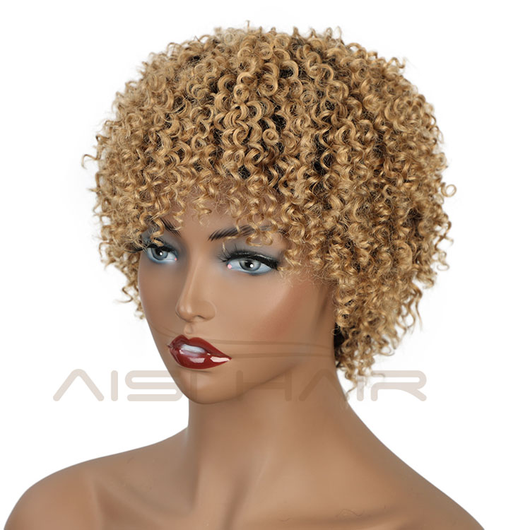 Aisi Hair Pixie Cut Short Afro Curly Kinky Wave #613 Blonde Unprocessed  Brazilian Short Brazilian Hair Brown Wig