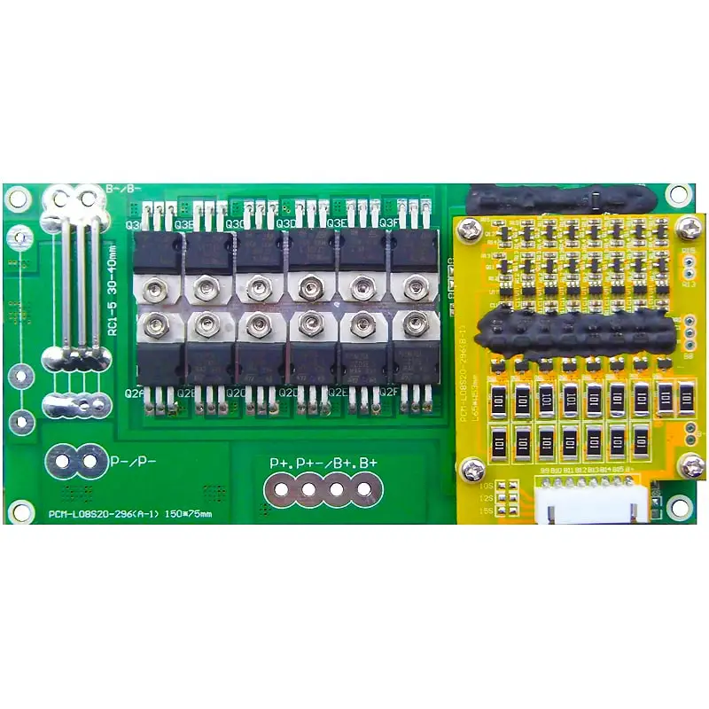 8s~16s 20A PCM BMS for 57.6V 59.2V Li-ion/Lithium/ Li-Polymer 48V 51.2V LiFePO4 Battery Pack Size L150*W75*T18mm PCM-L08s20-296 (A-1)