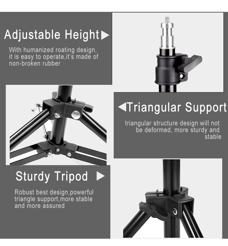 Fotografía Soporte de luz pequeño de aluminio de altura máxima de 75 cm para Relfectores, Softboxes, Luces, Paraguas, Fondos