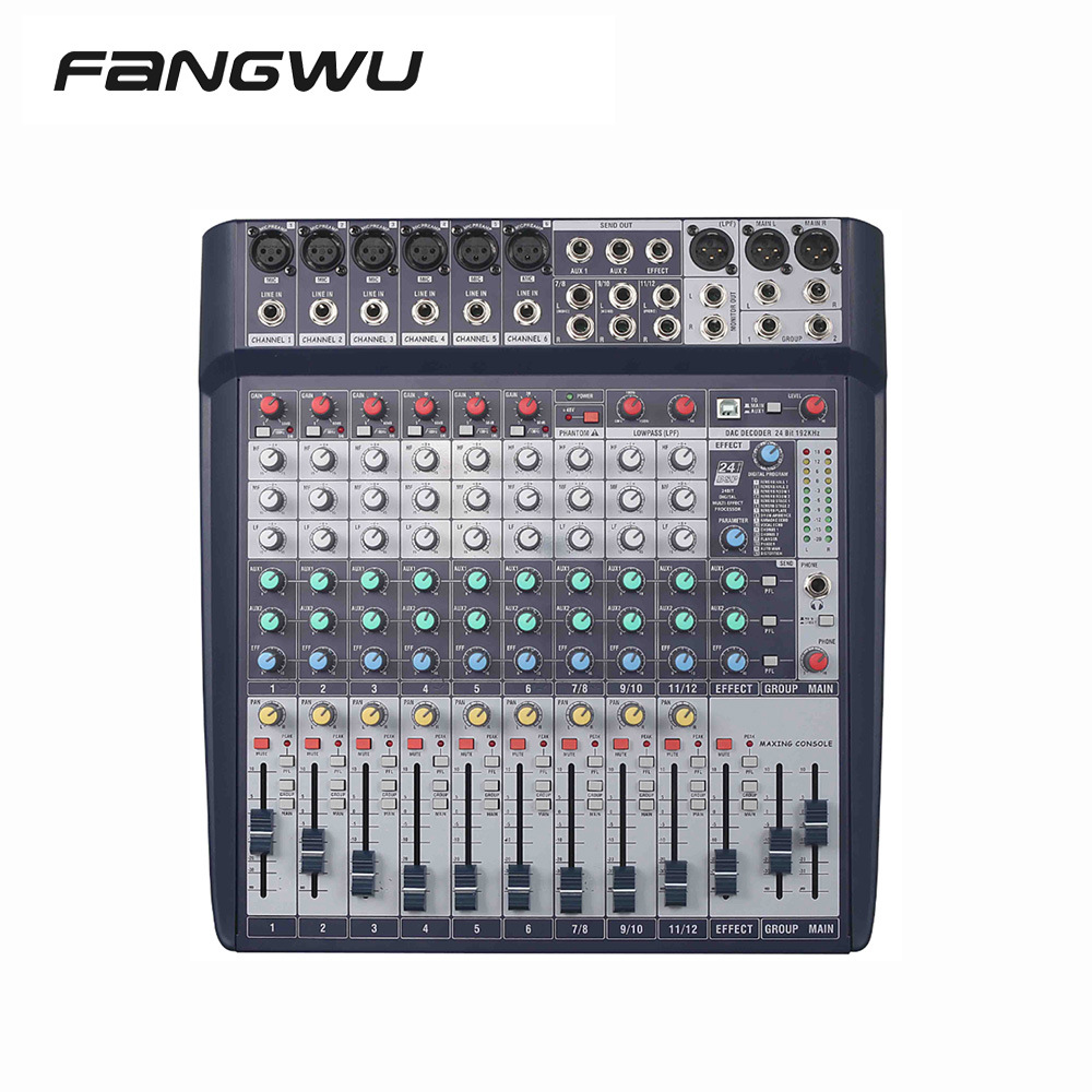 High Quality 12 CH Channel DSP Effect Audio Mixer With DAC Sound Card