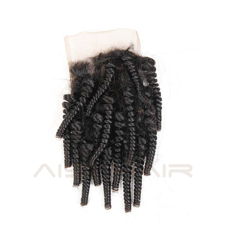 Aisi Hair Brazilian Natural Color Human Hair 4*4 Lace Closure  Funmi Hair Extensions