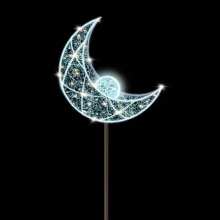 3D Shining Moon and Star Ramadan Ornament Light - Waterproof Ramadan Motif Lamp