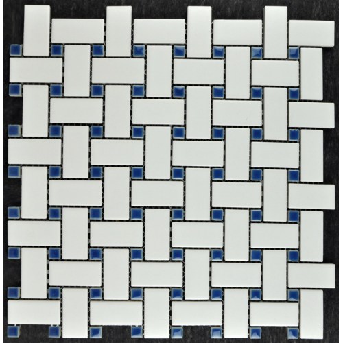 Mosaico de Porcelana de Diseño de Tejido Blanco