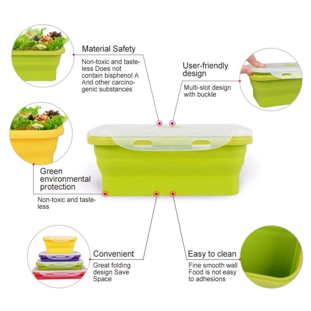 Lunchbox pieghevole in silicone per microonde