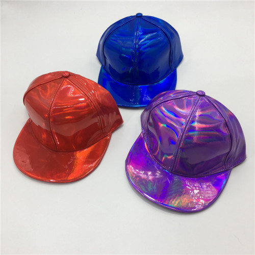 Candy baseball cap PU laser leather baseball cap