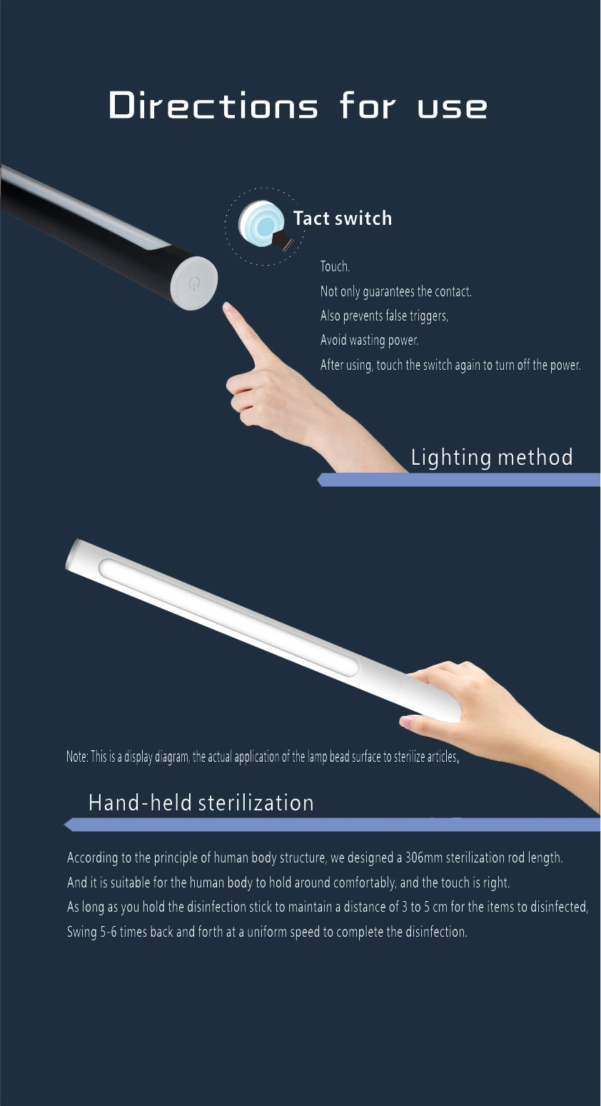 Rechargeable Home Portable LED Germicidal UV Light Sterilizer UVC Sterilization Lamp