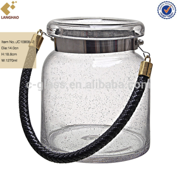 Big Clear Bubbles Glass Jar With Handle