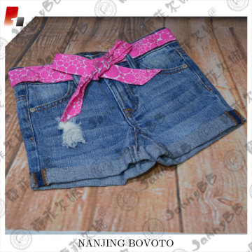 pink sash ripped denim girl shorts