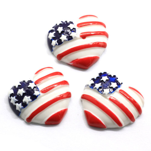 Kawaii Flag Heart Flatback Resina Cabochon per fai da te Custodia per cellulare Fiocco per capelli Ciondolo per melma Decorazione Forniture Abbellimento