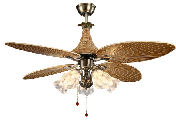 5-Blades Classic Gold Decorative Fan Lamp with Light