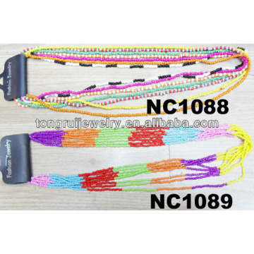 multi-layer plastic colorful beaded necklaces wholesale