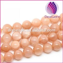 High quality Natural smooth 8mm round orange moonstone beads