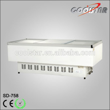 758L Island freezing merchandiser with stainless steel/aluminum alloy case frame edge