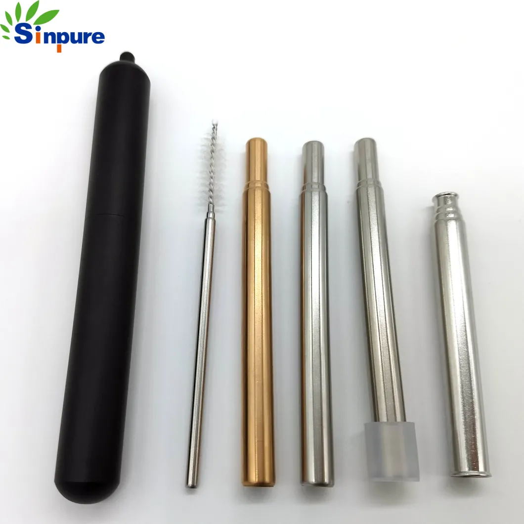 Eco-Friendly Collapsible Metal Straw Drinking Straw Telescopic Straw