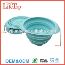 Round Bright Big Collapsible Silicone Vegetable Colander