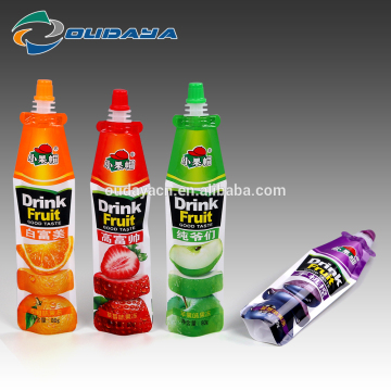 Plastic Packaging shaped juice Pouch Bag with spout