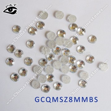 8MM Round Shape Crystal Clear Color Faceted Epoxy Rhinestone Hot fix Epoxy Stone