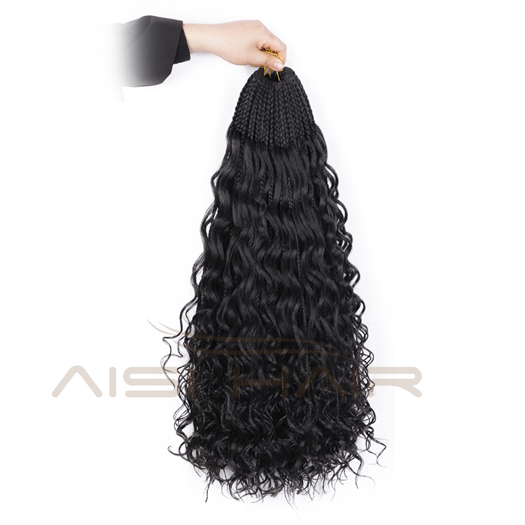 Aisi Hair Goddess Faux Locs Black Color Crochet Braids Hair Extensions Synthetic Faux Locks Braids Hairpieces For Black Women