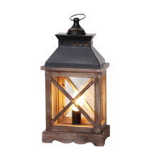 Wooden lantern table lamp