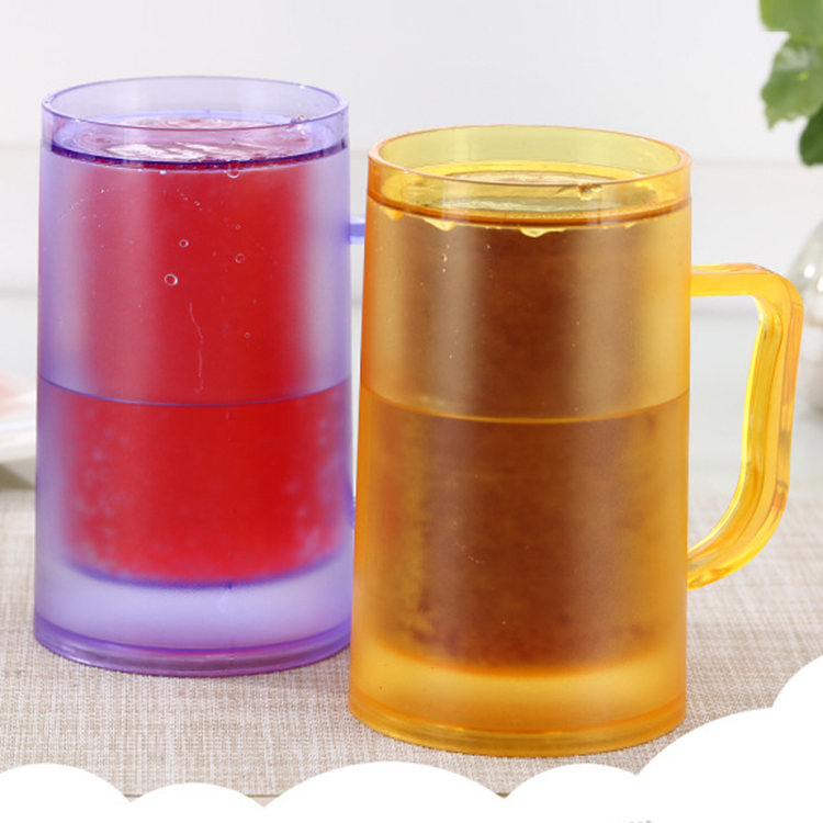 Sturdy Durable Plastic Beer Freezer Mugs, Cups, Double Wall Insulated Freezer Tumbler, Perfectly Cooling Glasses Mugs for Beer