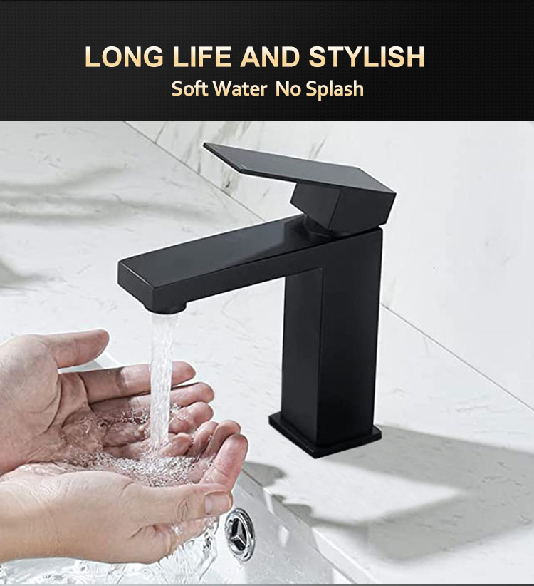 Manufacturer Custom Square Zinc Chrome Brass Hot and Cold Water Mixer Taps Bathroom Basin Faucet with Sink