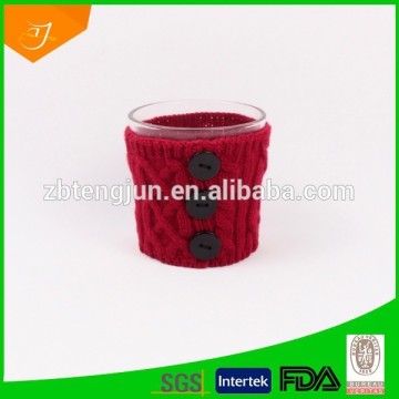 coffee mug with knitted sleeve cover, coffee mug cover, mug cover