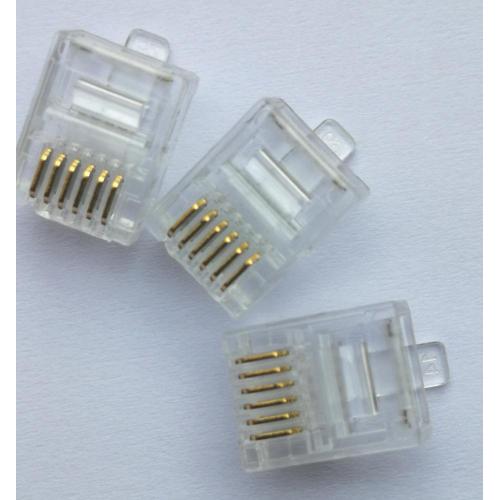 Đầu nối 6P6c Đầu cắm điện thoại Đầu nối RJ11 6P6C Đầu pha lê Mạ vàng 3U