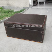 Faux Leather Antique Storage Trunk Corner Table for Hotel Lobby Furniture
